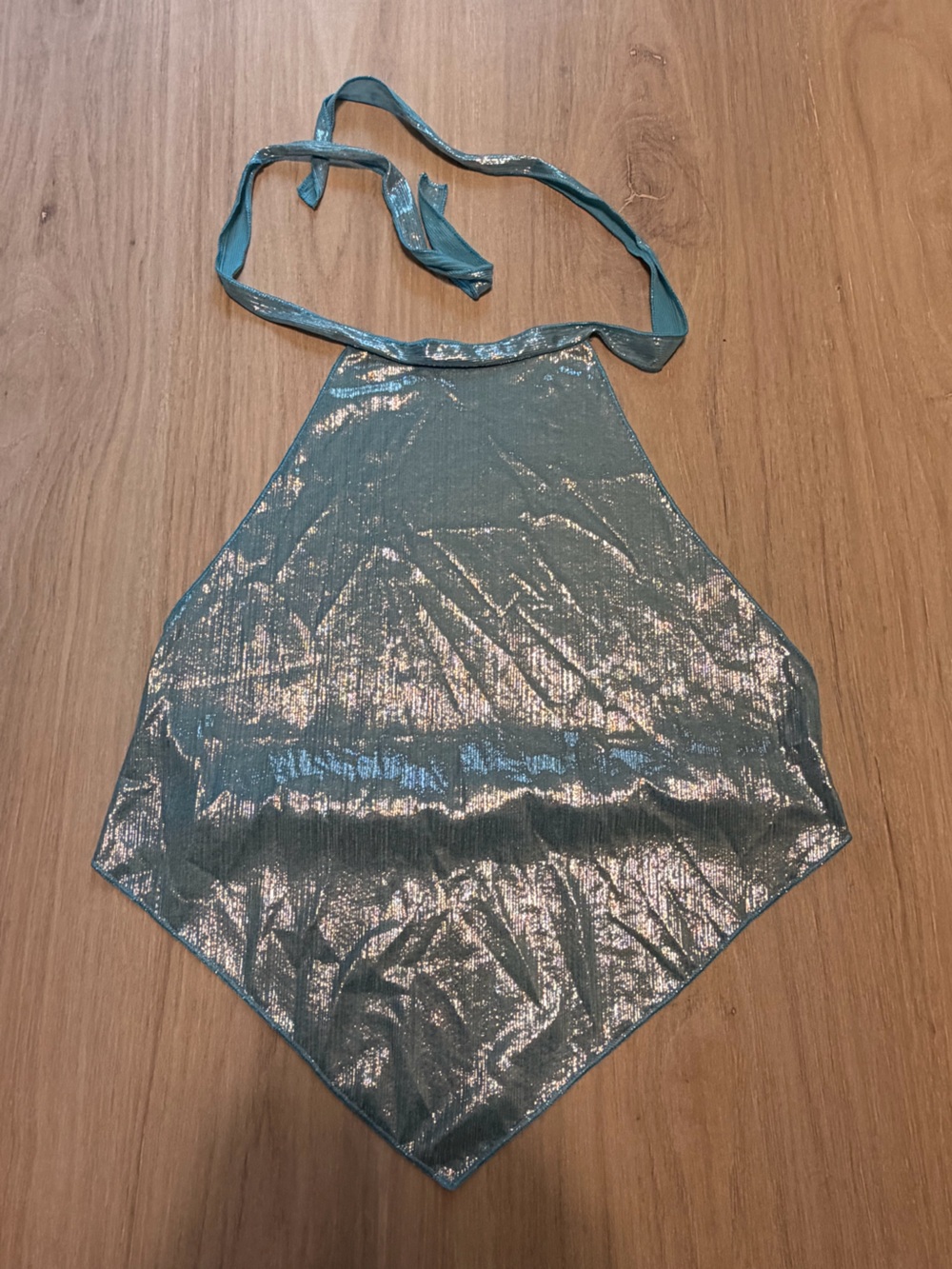 SHEIN Shimmery Teal Halter Crop Top